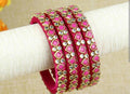Designer Pink Silk Thread Bangles Set