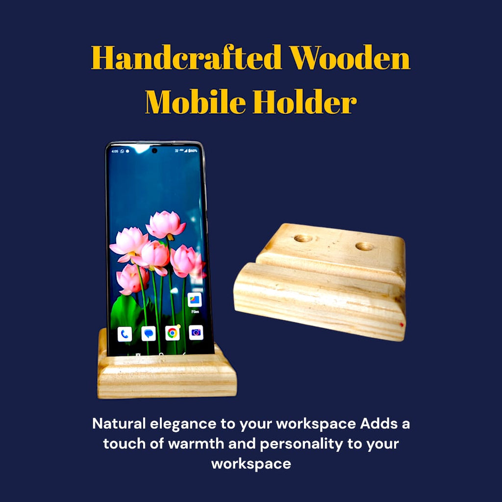 Handcrafted Wooden Mobile Holder Stand