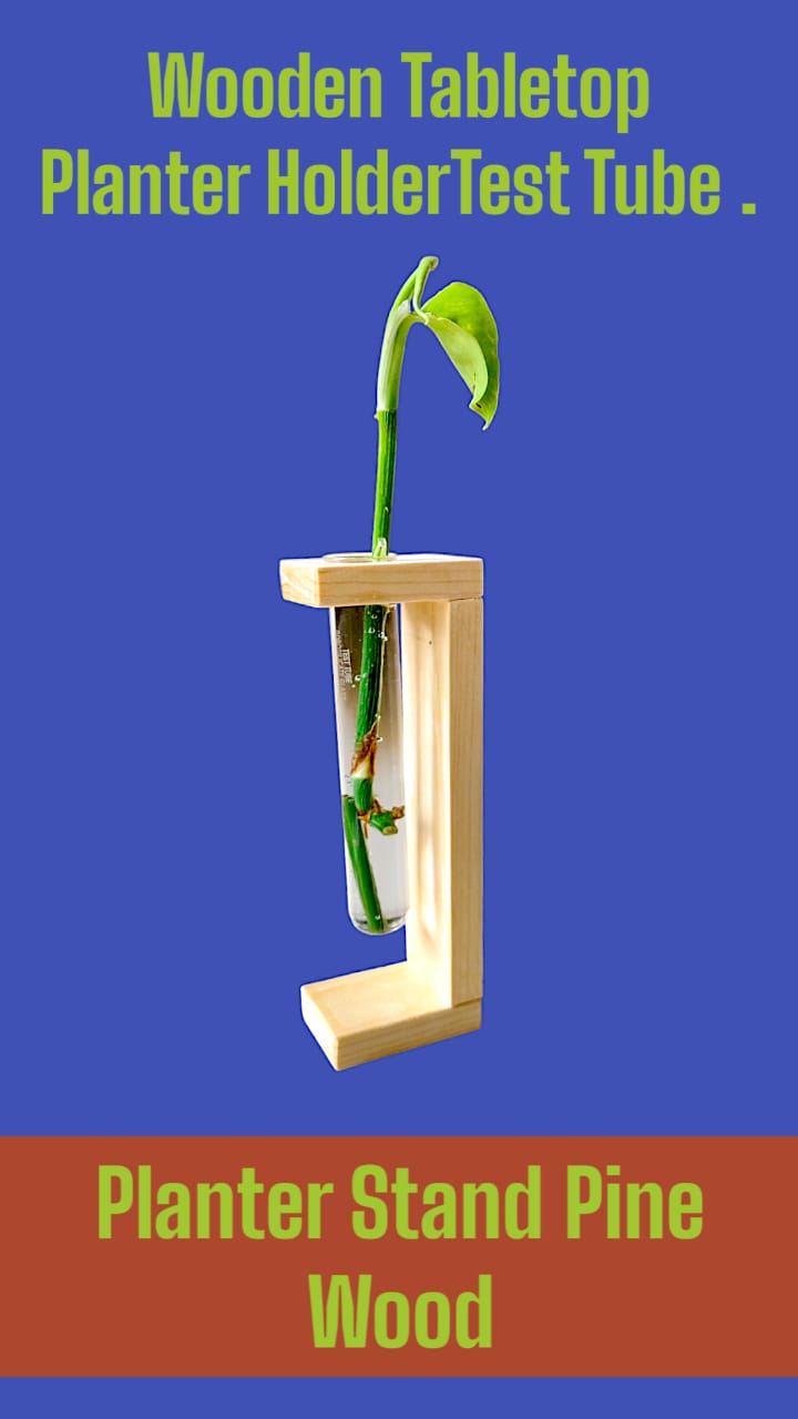 वुडन टेस्ट ट्यूब प्लांटर स्टँड