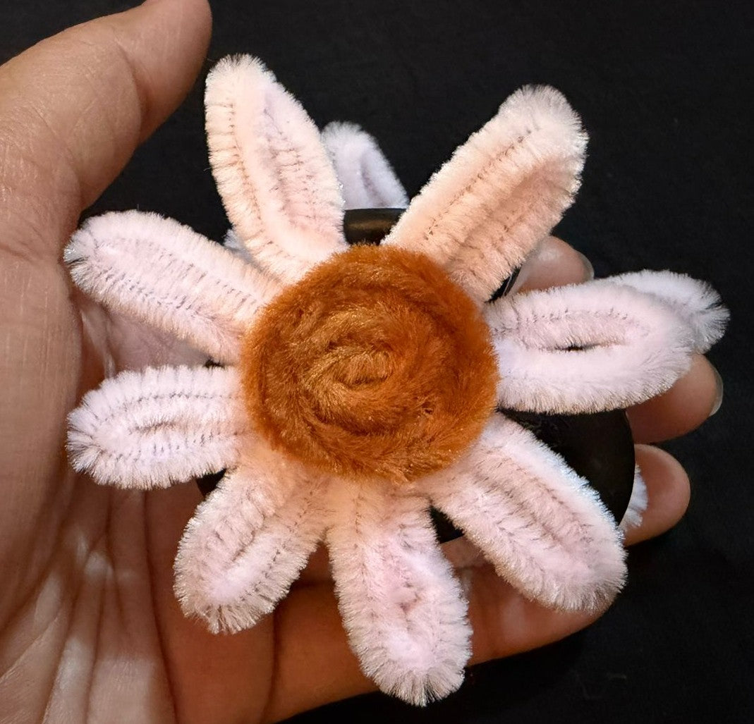 Handmade Floral Hair Claw Clip for Women | Soft Fuzzy Flower Hair Accessory | Stylish Everyday Hair Clip