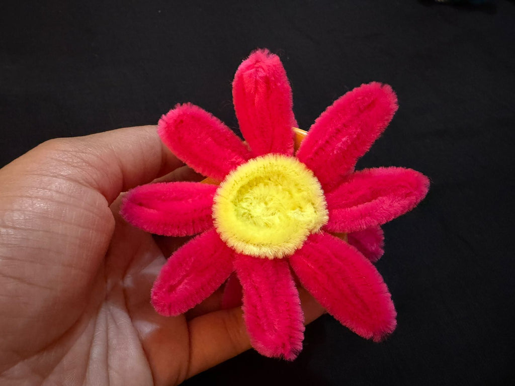 Handmade Floral Hair Claw Clip for Women | Soft Fuzzy Flower Hair Accessory | Stylish Everyday Hair Clip
