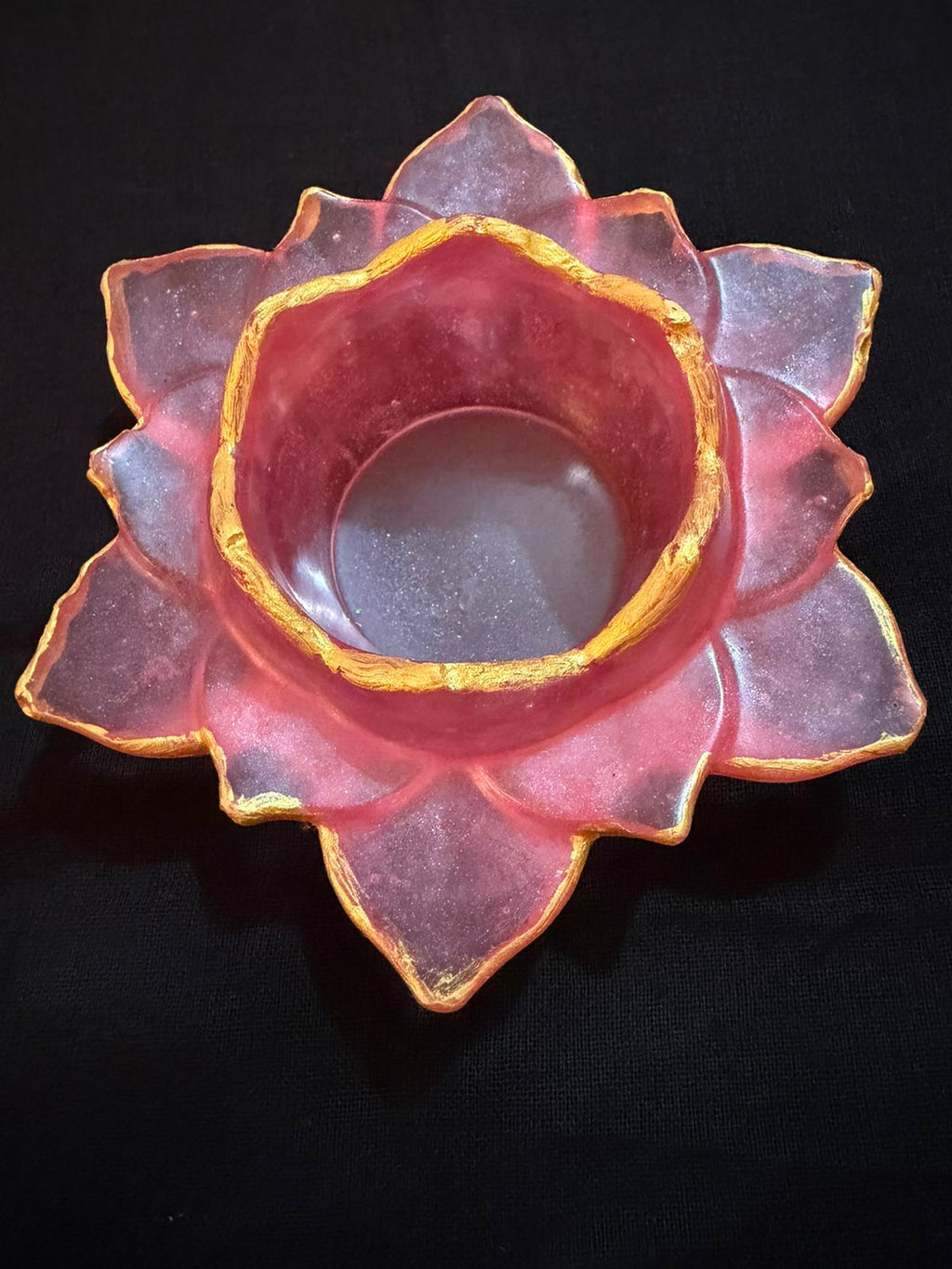 Handcrafted Lotus Resin Tealight Candle Holder / Diyas