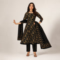Black Paisley Printed Anarkali Kurta Pant Dupatta Set | Premium Women’s Ethnic Wear