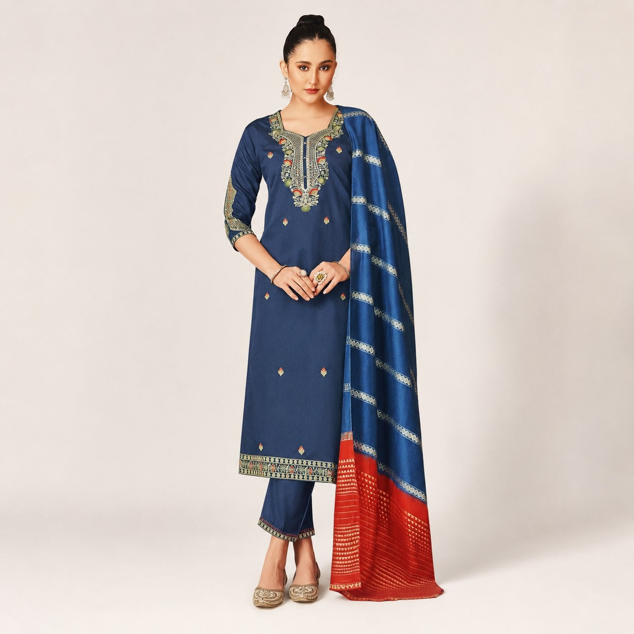 Royal Blue Embroidered Kurta Pant Dupatta Set | Premium Women’s Ethnic Wear
