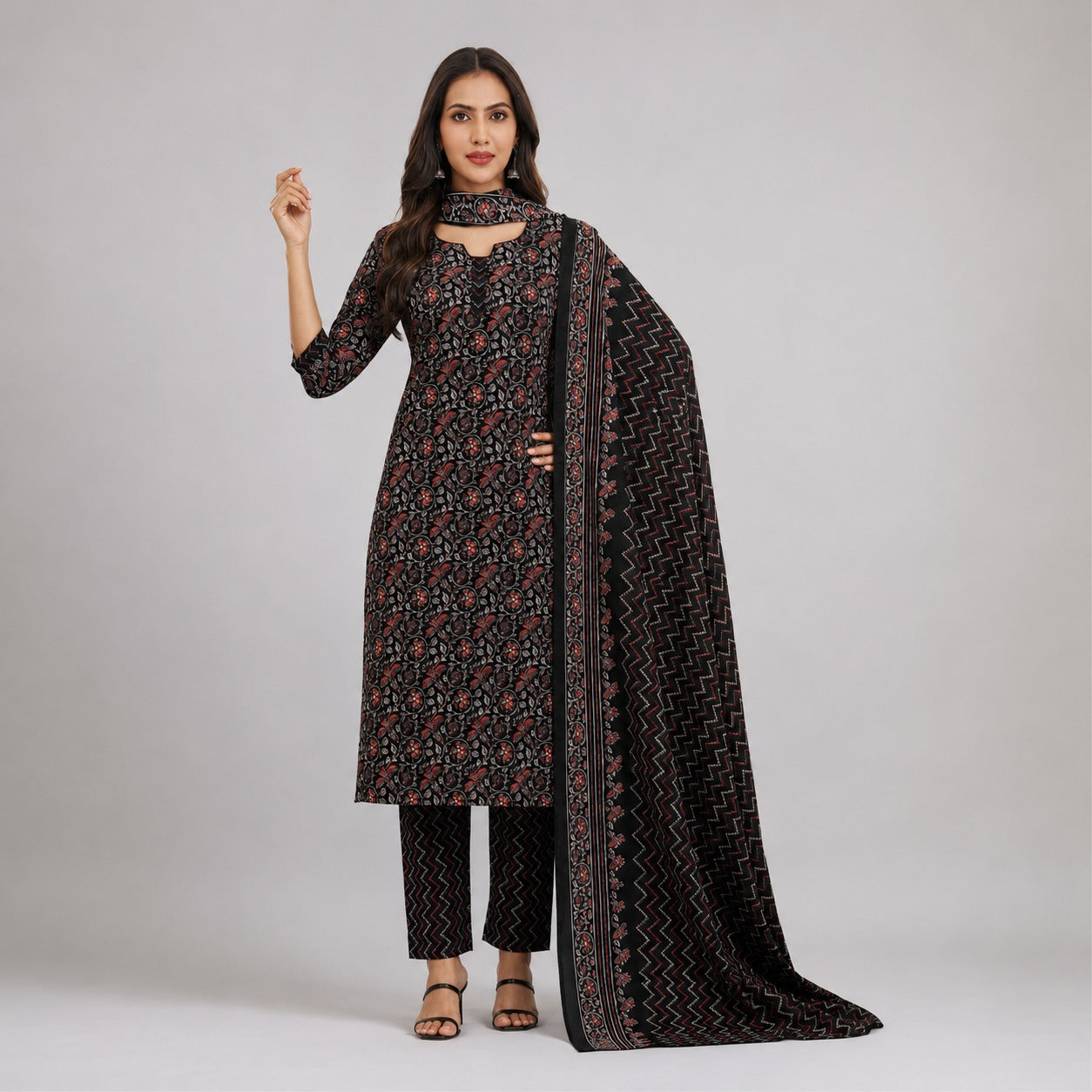 Black Printed Kurta Pant Dupatta Set | Designer Women’s Ethnic Wear