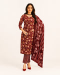 Maroon Floral Printed Kurta Pant Dupatta Set for Women | Elegant Ethnic Wear