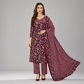 Maroon Floral Printed Kurta Pant Dupatta Set | Elegant Women’s Ethnic Wear