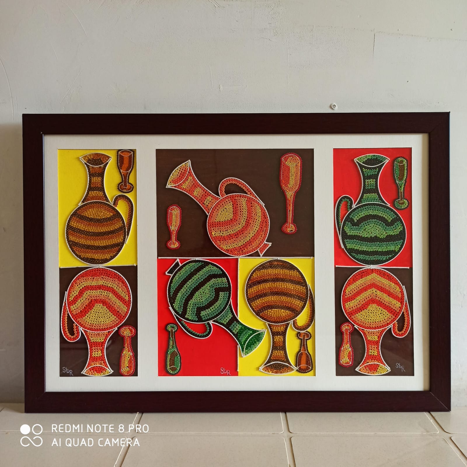 Handmade Thread & Small Beads Wall Art Frame – 24 x 16 Inch