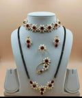 Premium Pearl & Ruby Stone Mangalsutra Jewellery Set with Choker | Bridal Designer Necklace Set for Women