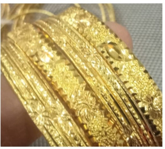 Gold Plated Floral Patti Bangles Set