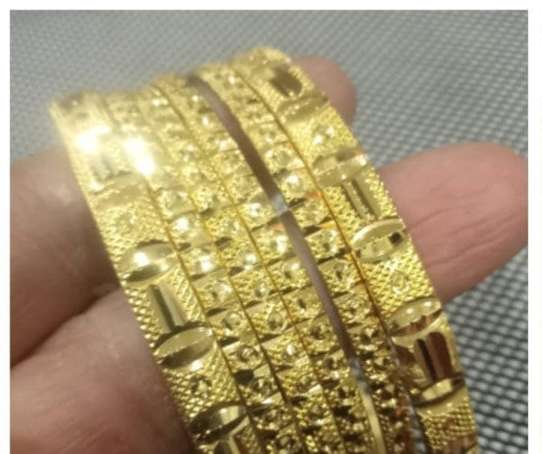 Gold Plated Designer Patti Bangles Set
