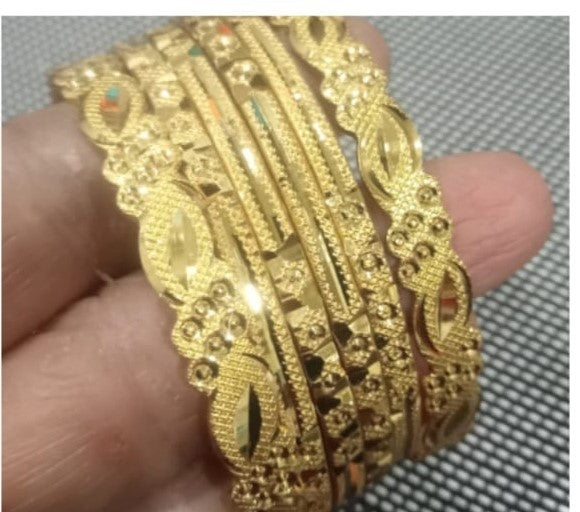 Gold Plated Floral Patti Bangles Set