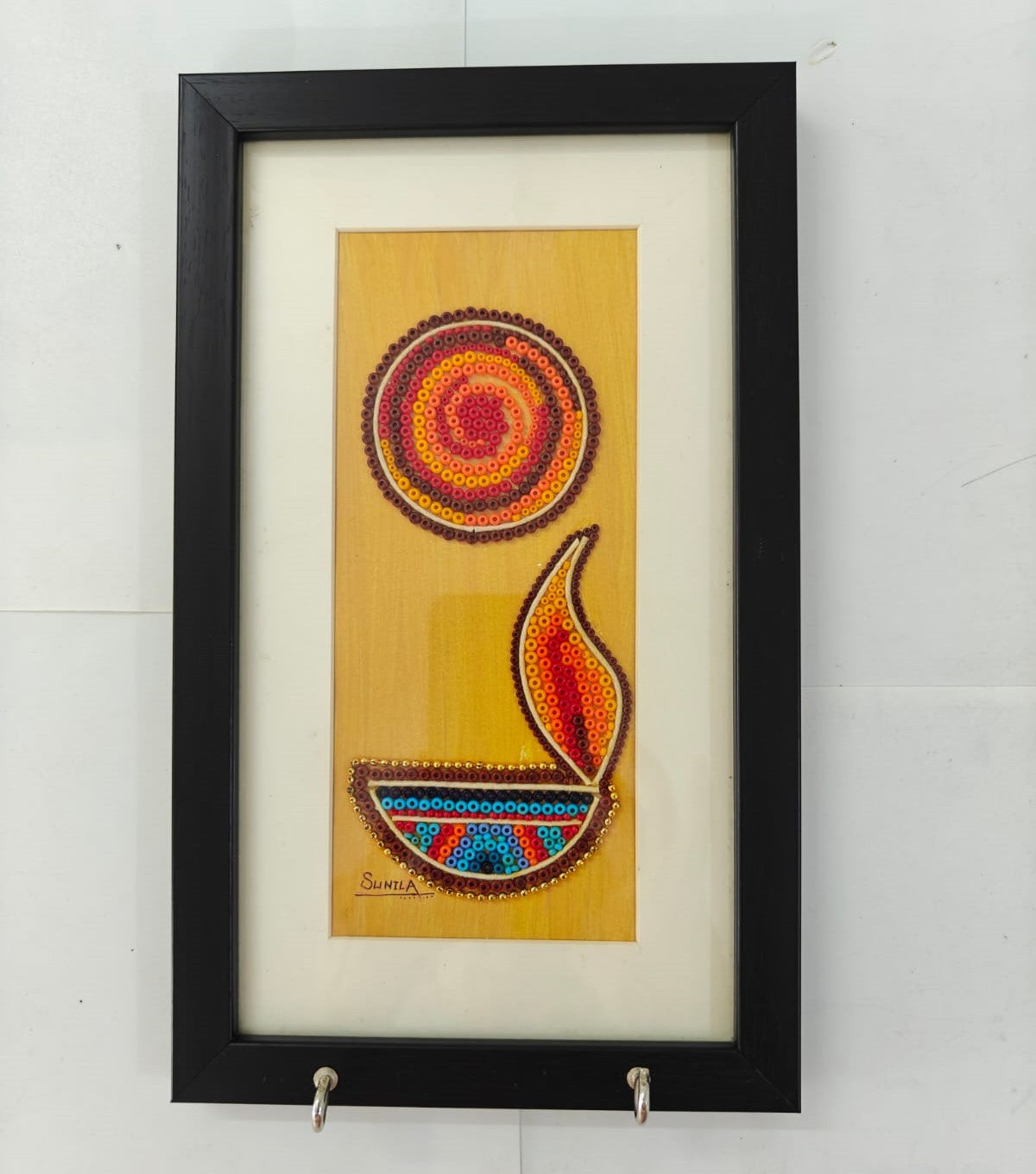 6 x 10 Inch Handmade Diya Multipurpose Key Holder with Photo Frame