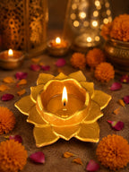 प्रीमियम हस्तनिर्मित कमळ आकाराचा सजावटीचा दिवा | Lotus Tea Light Candle Holder