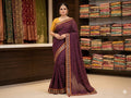 Elegant Wine Purple Designer Saree with Woven Golden Border