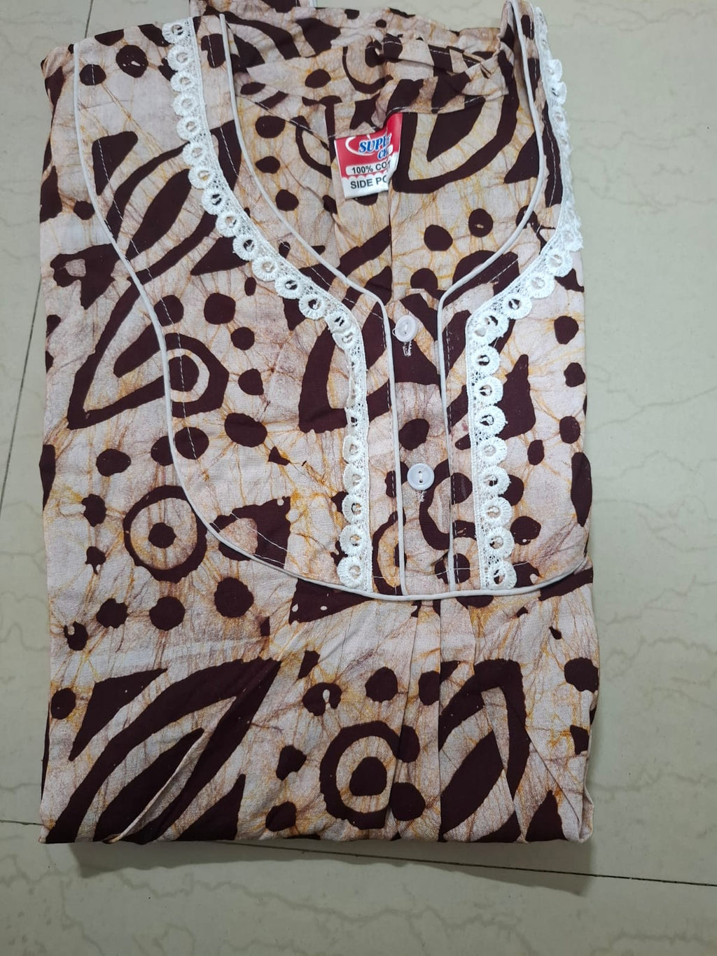 Premium Pink Batik Cotton Nighty for Women