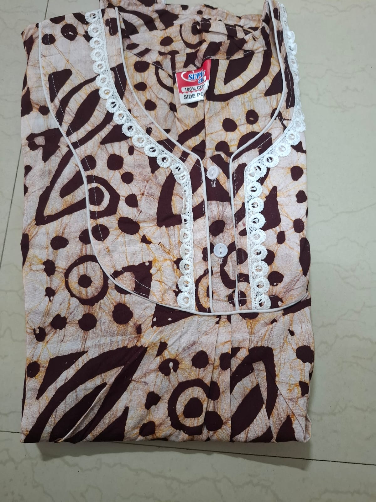 Premium Pink Batik Cotton Nighty for Women