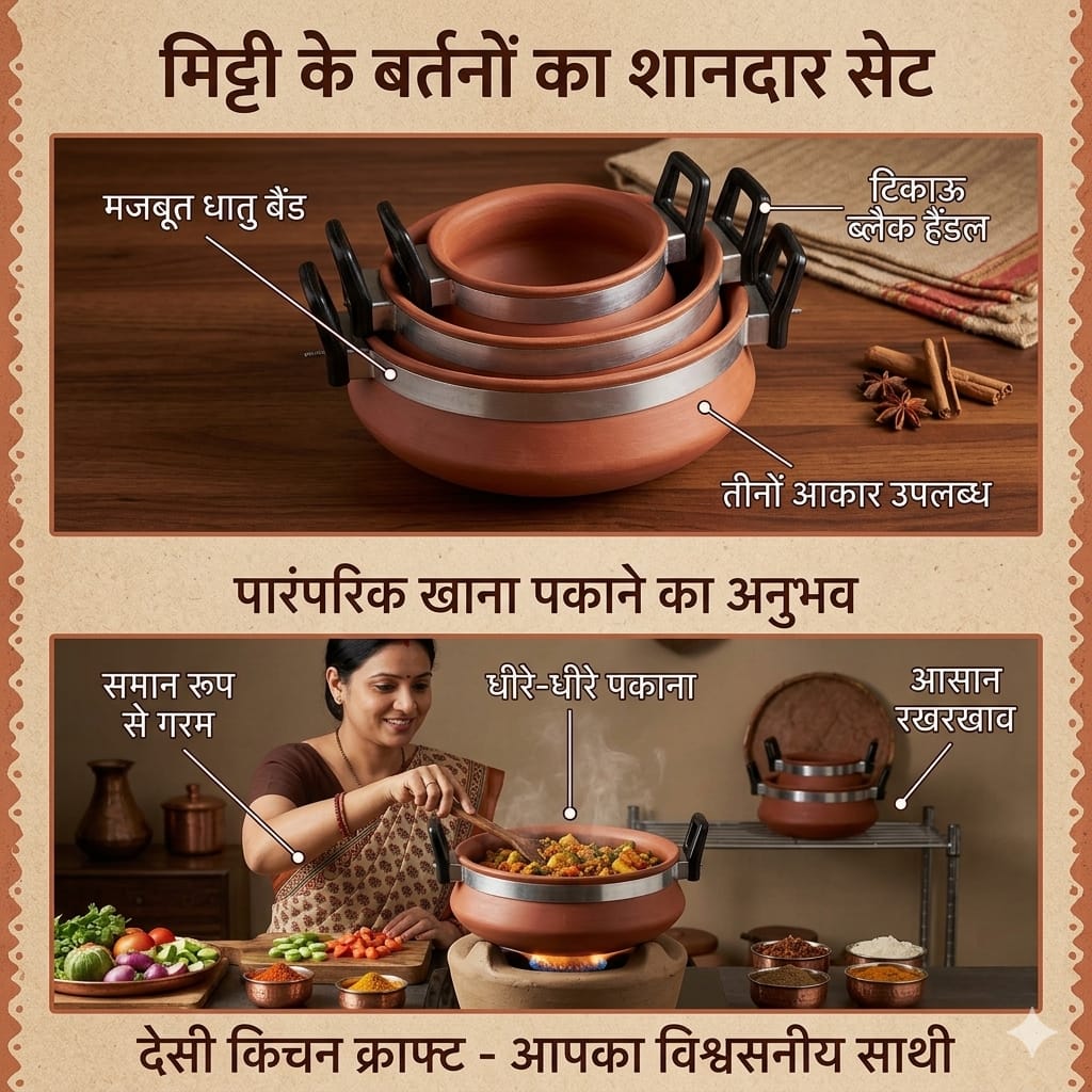 टेराकोटा कड़ाही सेट (मिट्टी की कड़ाही सेट)