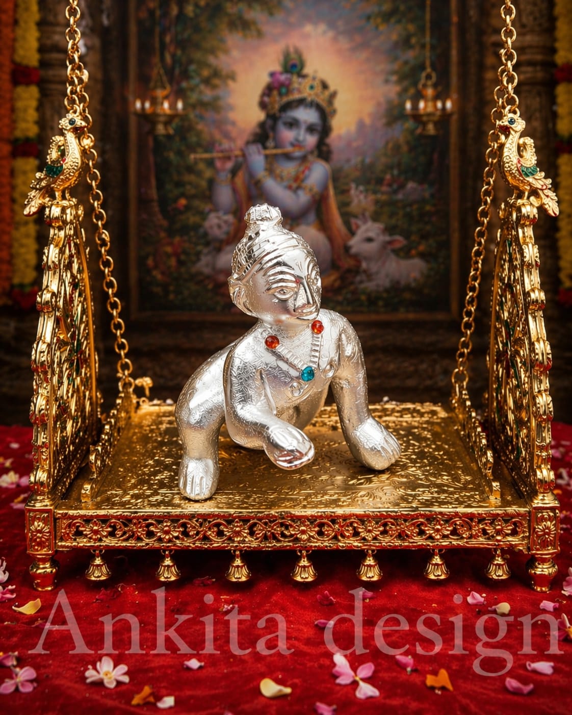 Premium White Metal Bal Gopal Idol (Bal Krishna) – Decorative & Pooja Murti