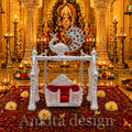 Mayur Jhula | White Metal Peacock Jhula for God Idol – Decorative Devghar Swing