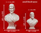 Premium White Metal Chhatrapati Shivaji Maharaj Bust Statue | Decorative & Devghar Idol