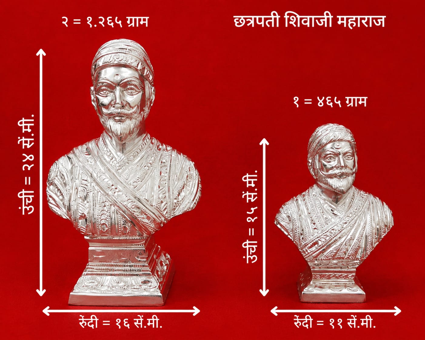 प्रीमियम सफेद धातु छत्रपति शिवाजी महाराज बस्ट प्रतिमा | सजावटी और देवघर मूर्ति