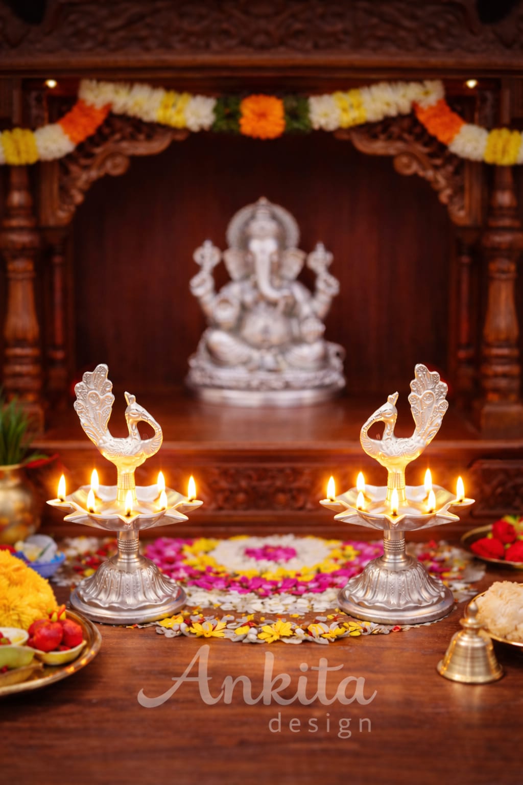 Mor Niranjan | Silver Peacock Niranjan (Decorative Puja Lamp)
