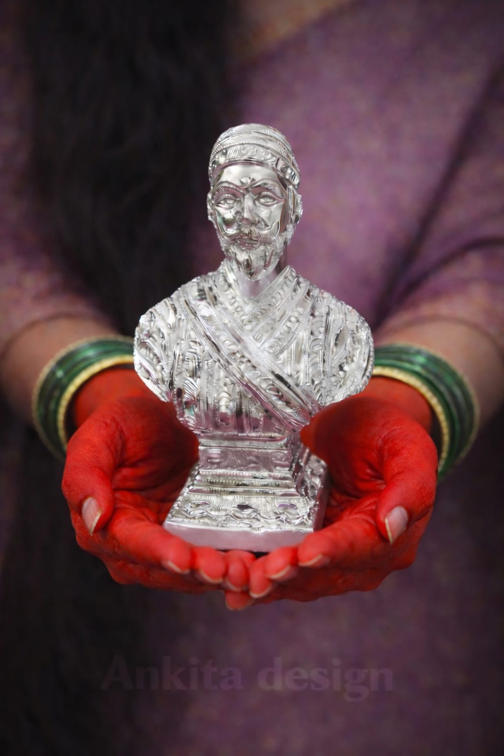 Premium White Metal Chhatrapati Shivaji Maharaj Bust Statue | Decorative & Devghar Idol