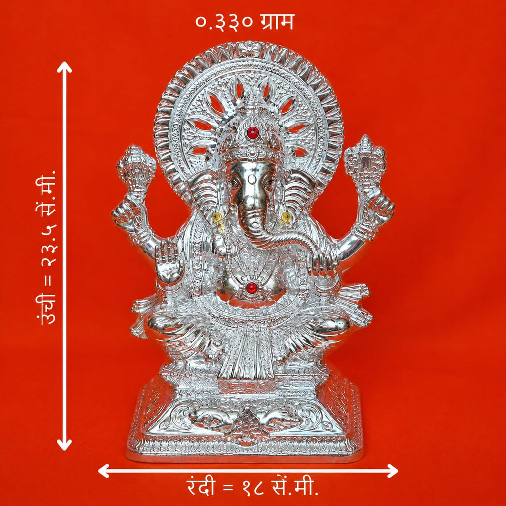 Premium Ganesh Idol in White Metal | Devghar & Home Décor Showpiece
