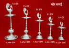 Premium White Metal Peacock Design Stand Pair Samai Lamp Set