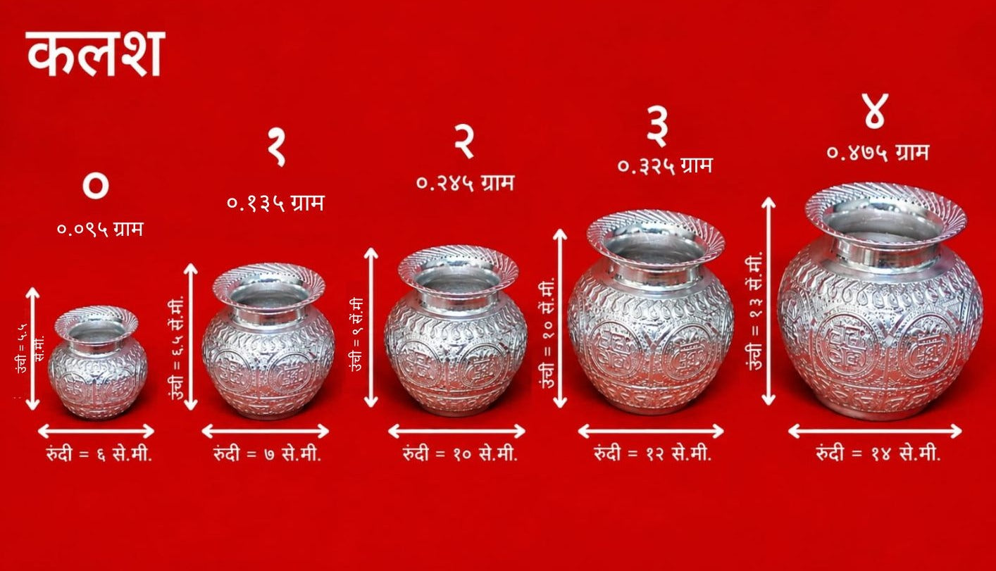 प्रीमियम पांढऱ्या धातूचा कलश | नारळ स्थापनेसाठी, मंदिरासाठी आणि धार्मिक विधींसाठी सजावटीचा पूजा कलश