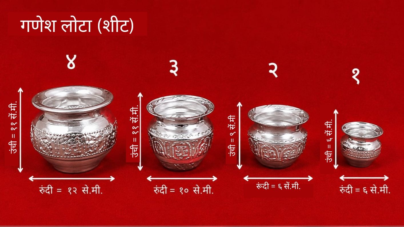 Classic Embossed Silver Ganesh lota sheet (Sacred Pooja Vessel with Floral Detailing)