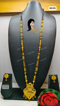 Traditional Gold-Plated Long Mangalsutra Set with Matching Earrings - Style 3