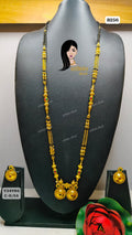 Traditional Gold-Plated Long Mangalsutra Set with Matching Earrings - Style 7