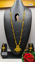 Traditional Gold-Plated Long Mangalsutra Set with Matching Earrings - Style 1