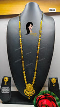 Traditional Gold-Plated Long Mangalsutra Set with Matching Earrings - Style P56