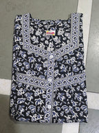 Black Printed Cotton Nighty